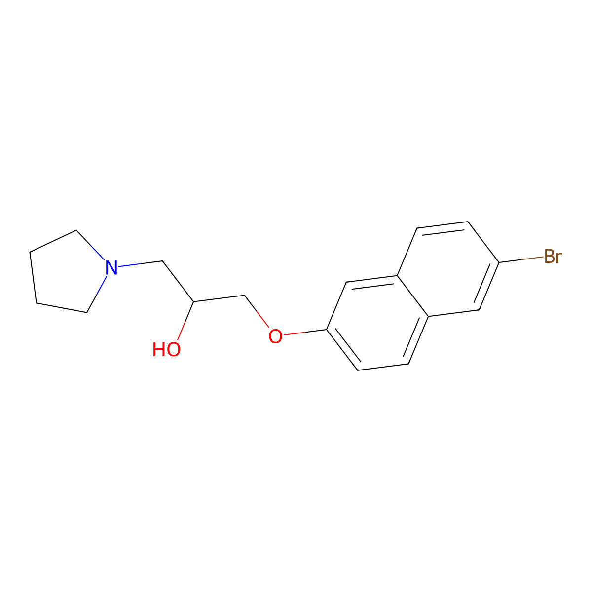 1-[(6-Bromo-2-naphthyl)oxy]-3-(1-pyrrolidinyl)-2-propanol molecular structure, CAS 708229-86-1