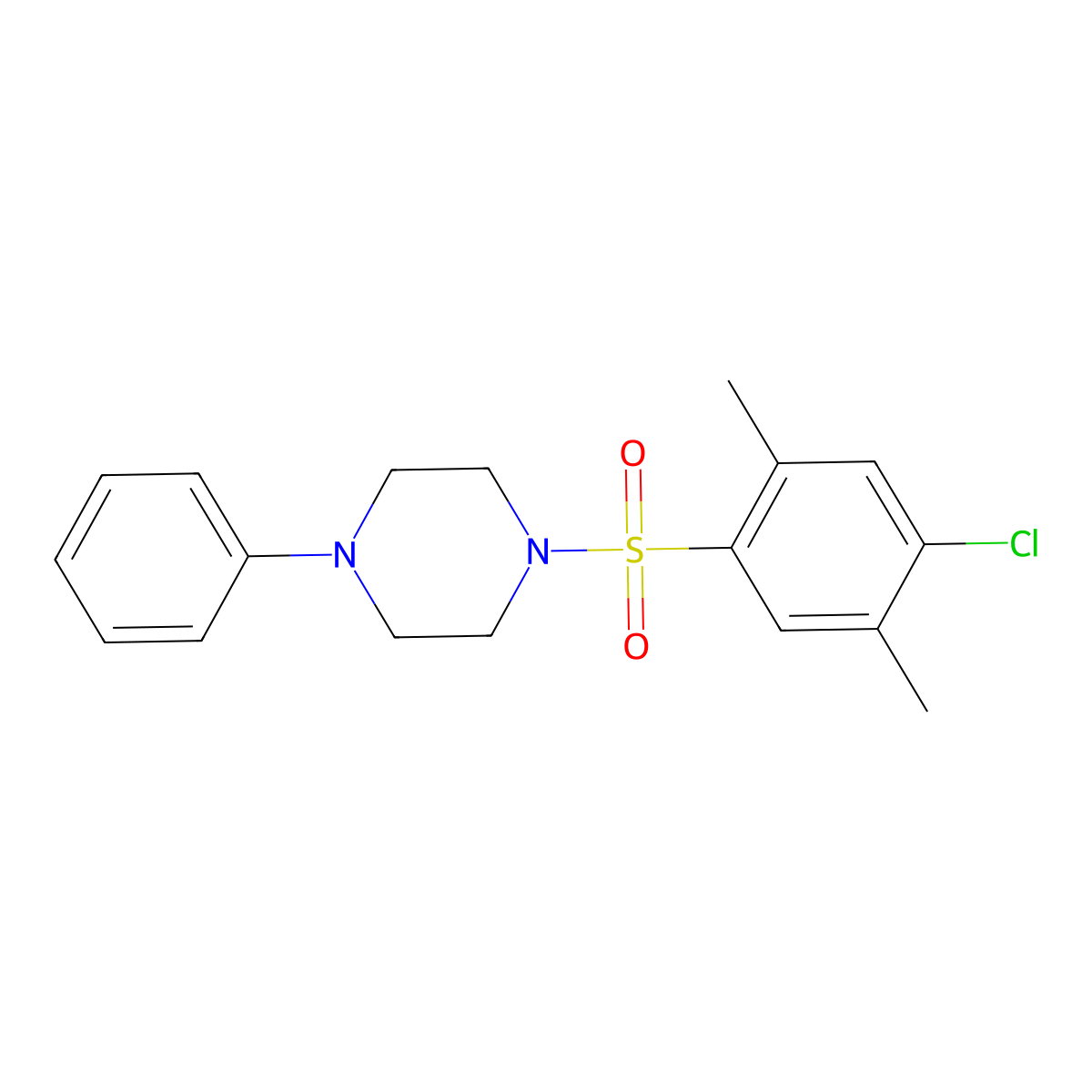 1-(4-Chloro-2,5-dimethylphenyl)sulfonyl-4-phenylpiperazine molecular structure, CAS 708229-89-4