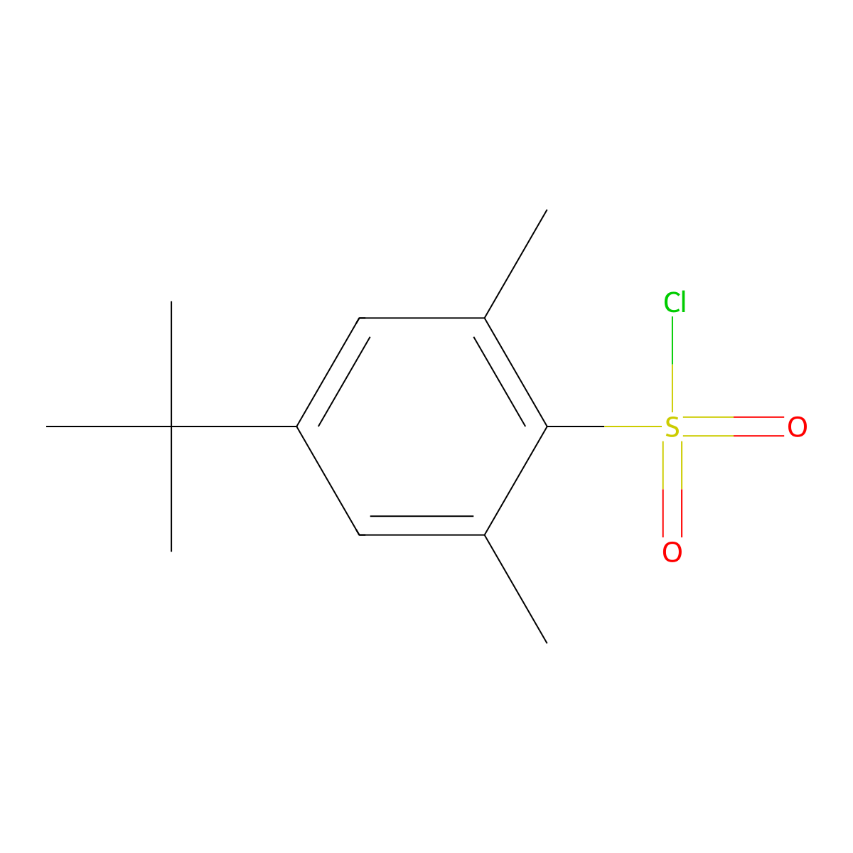 4-Tert-butyl-2,6-dimethylbenzene-1-sulfonyl chloride molecular structure, CAS 70823-04-0