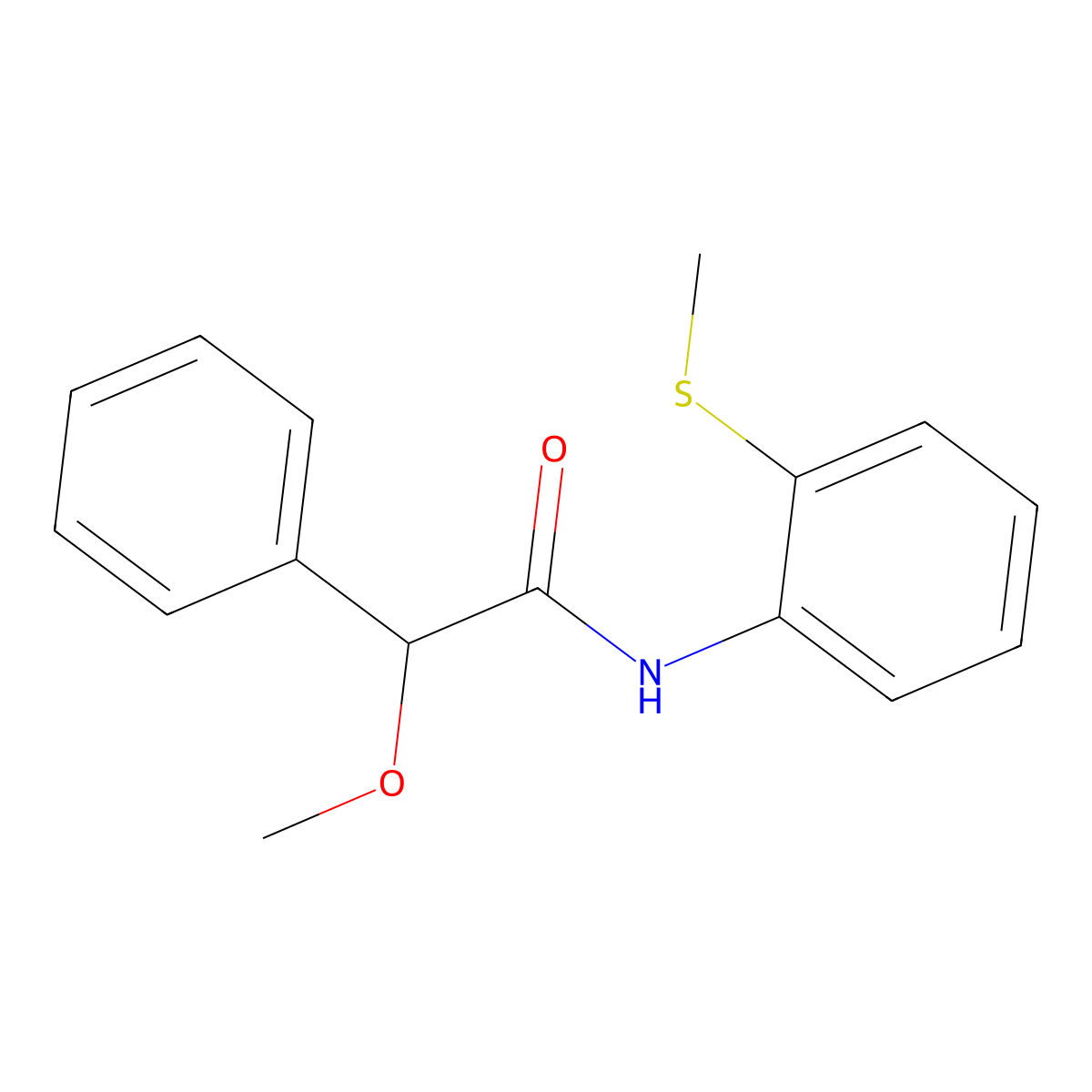 2-methoxy-N-[2-(methylsulfanyl)phenyl]-2-phenylacetamide molecular structure, CAS 708230-13-1