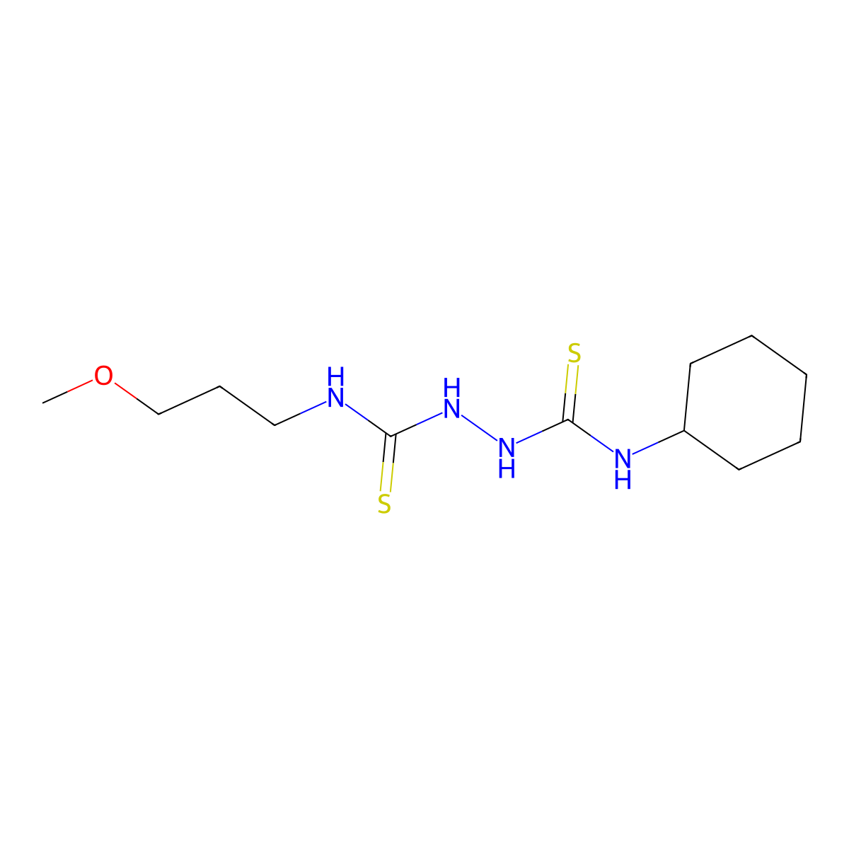 1-Cyclohexyl-3-(3-methoxypropylcarbamothioylamino)thiourea molecular structure, CAS 708230-16-4