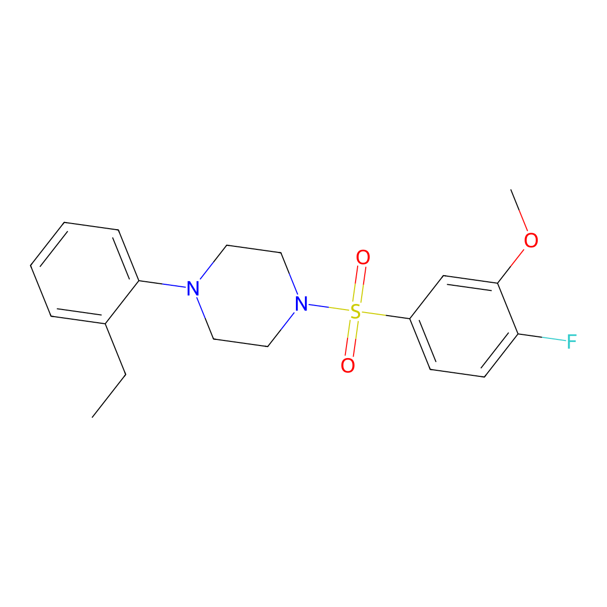 1-(2-Ethylphenyl)-4-(4-fluoro-3-methoxyphenyl)sulfonylpiperazine molecular structure, CAS 708230-20-0