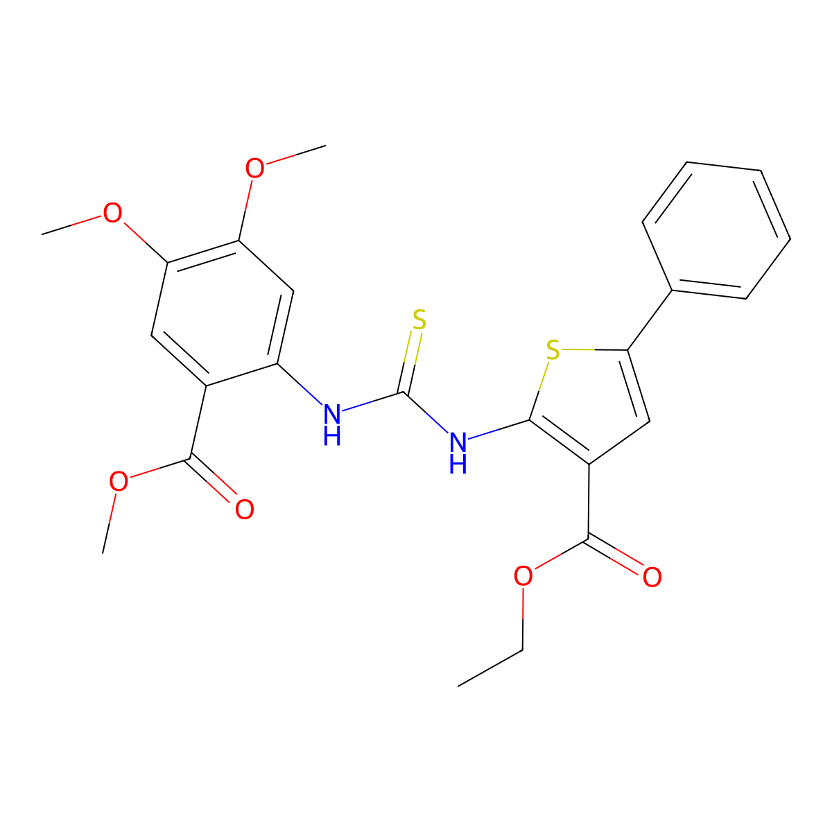Ethyl 2-({[4,5-dimethoxy-2-(methoxycarbonyl)phenyl]carbamothioyl}amino)-5-phenylthiophene-3-carboxylate molecular structure, CAS 708230-30-2