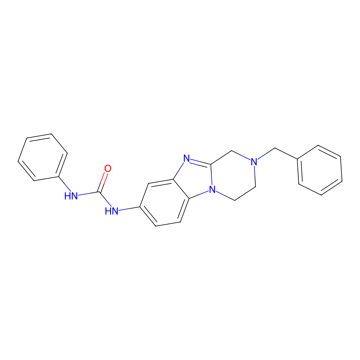 1-(2-benzyl-3,4-dihydro-1H-pyrazino[1,2-a]benzimidazol-8-yl)-3-phenylurea molecular structure, CAS 708230-31-3