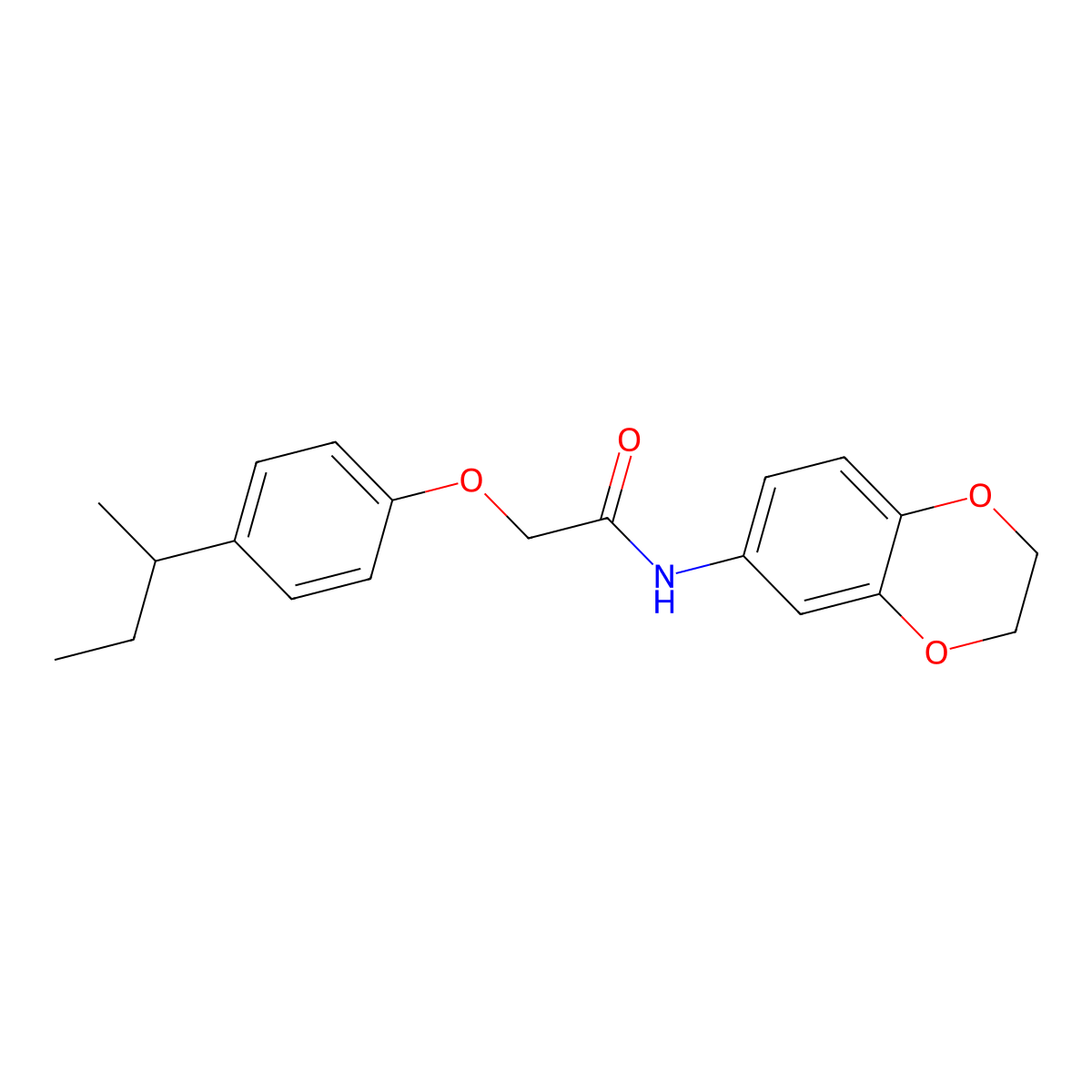 2-(4-sec-butylphenoxy)-N-(2,3-dihydro-1,4-benzodioxin-6-yl)acetamide molecular structure, CAS 708230-50-6