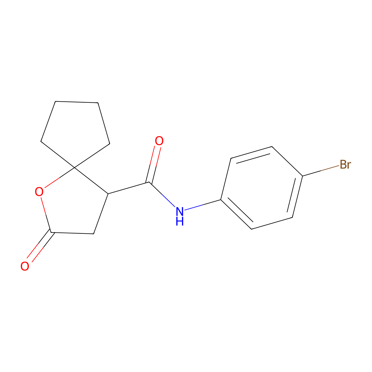 N-(4-bromophenyl)-2-oxo-1-oxaspiro[4.4]nonane-4-carboxamide molecular structure, CAS 708230-53-9