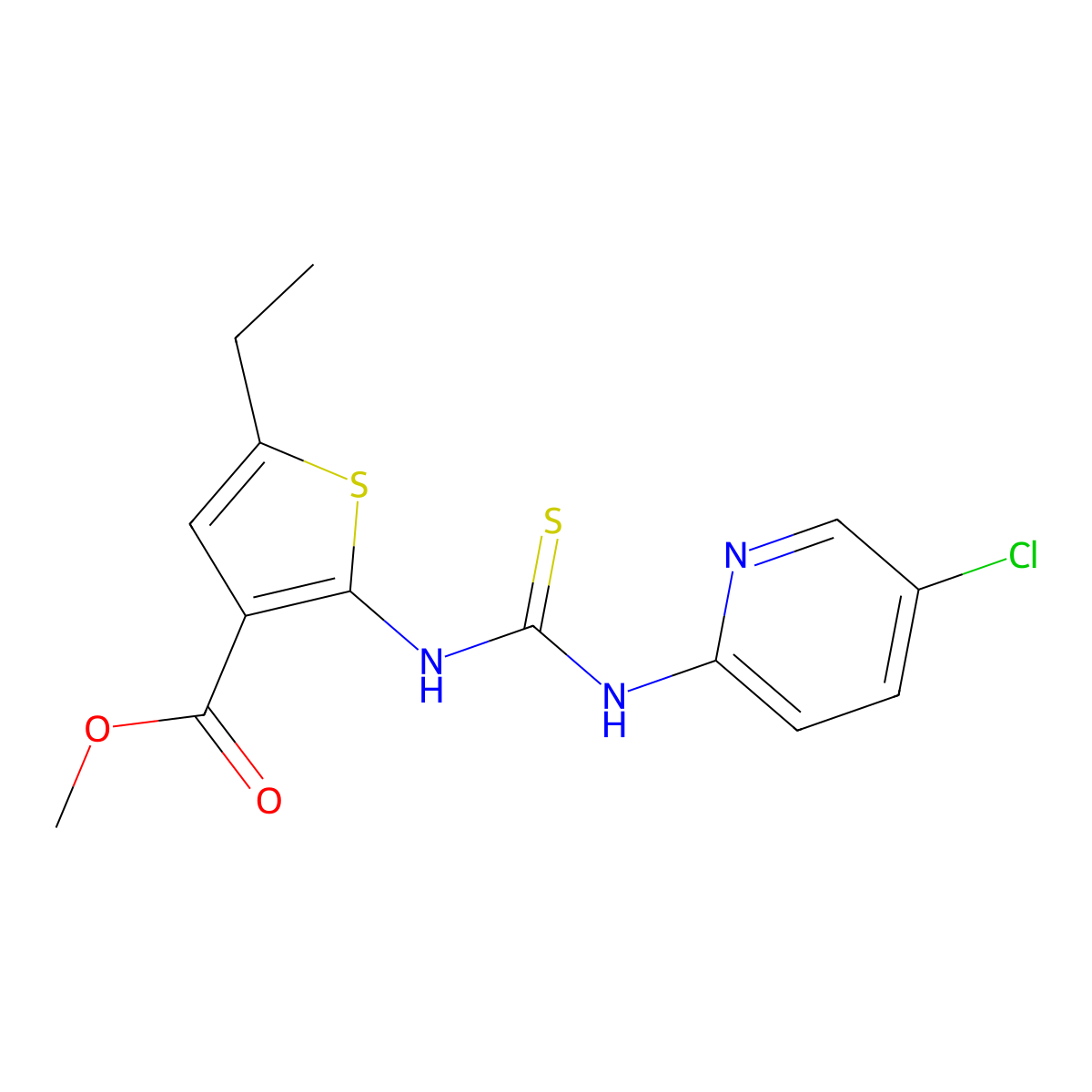Methyl 2-{[(5-chloropyridin-2-yl)carbamothioyl]amino}-5-ethylthiophene-3-carboxylate molecular structure, CAS 708230-59-5