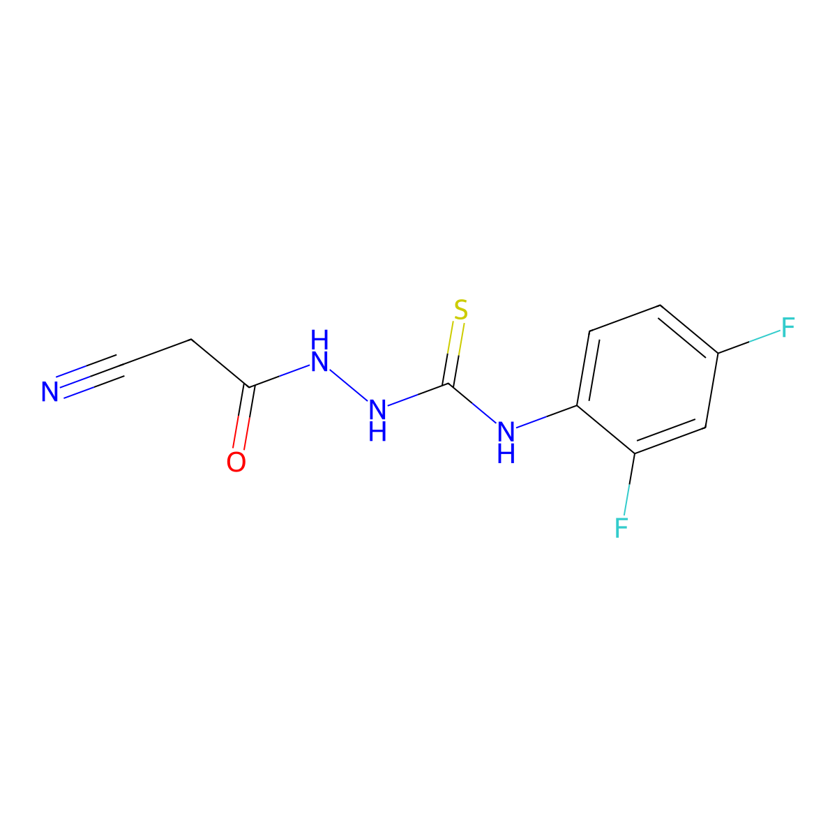 1-[(2-Cyanoacetyl)amino]-3-(2,4-difluorophenyl)thiourea molecular structure, CAS 708230-64-2