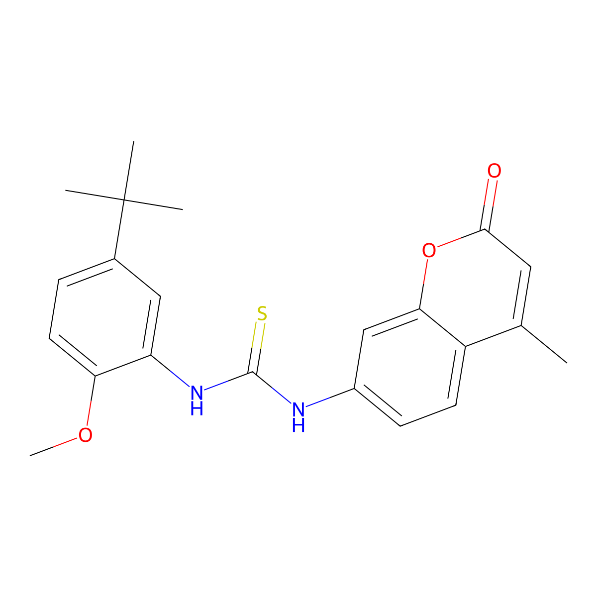 1-(5-Tert-butyl-2-methoxyphenyl)-3-(4-methyl-2-oxochromen-7-yl)thiourea molecular structure, CAS 708230-69-7