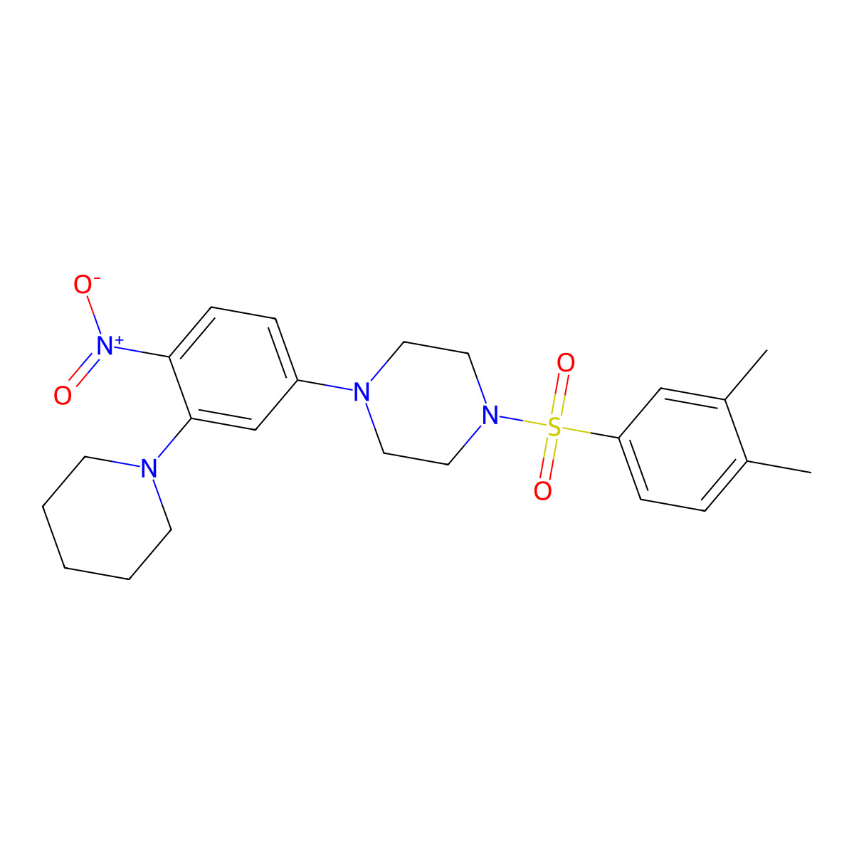 1-(3,4-Dimethylphenyl)sulfonyl-4-(4-nitro-3-piperidin-1-ylphenyl)piperazine molecular structure, CAS 708230-71-1