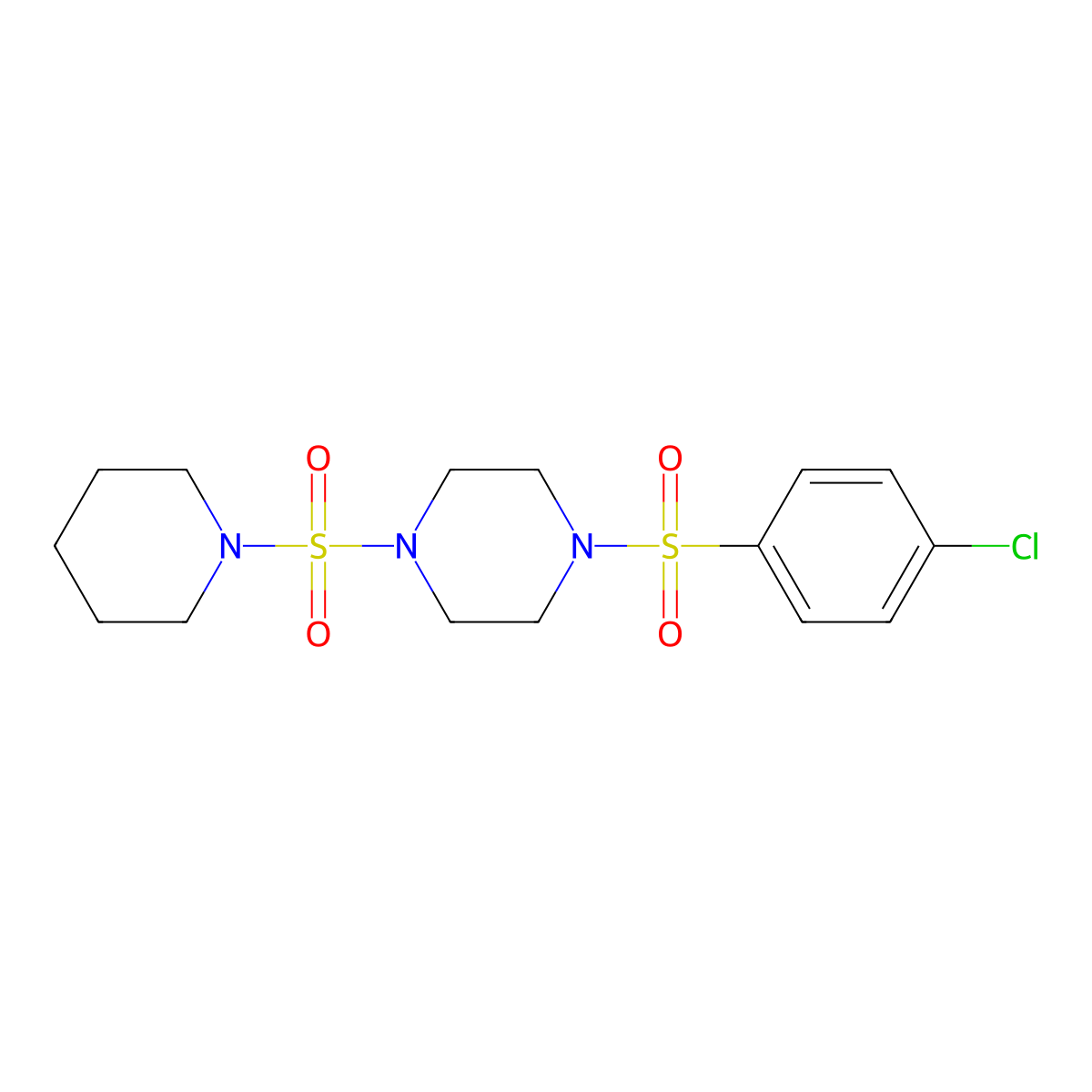 1-(4-Chlorophenyl)sulfonyl-4-piperidin-1-ylsulfonylpiperazine molecular structure, CAS 708231-02-1