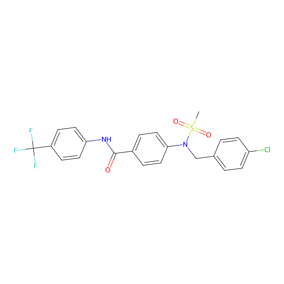 4-[(4-chlorophenyl)methyl-methylsulfonylamino]-N-[4-(trifluoromethyl)phenyl]benzamide molecular structure, CAS 708231-17-8