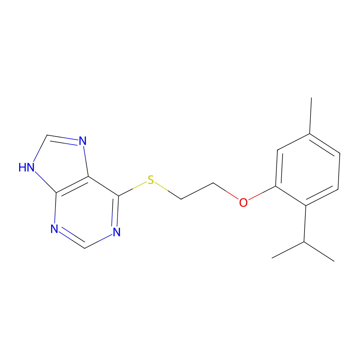 6-[2-(5-methyl-2-propan-2-ylphenoxy)ethylsulfanyl]-7H-purine molecular structure, CAS 708231-32-7