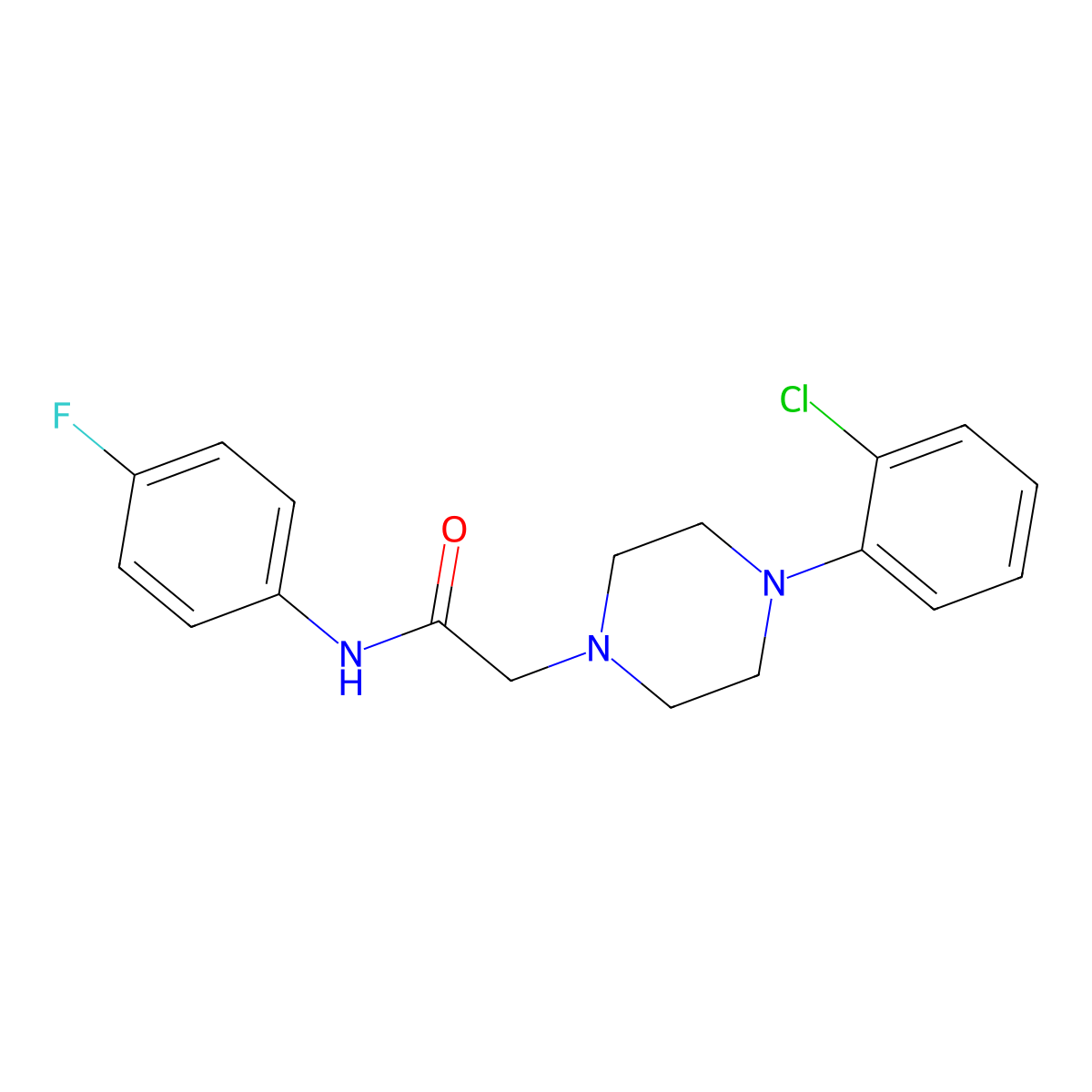 2-[4-(2-chlorophenyl)piperazin-1-yl]-N-(4-fluorophenyl)acetamide molecular structure, CAS 708231-64-5