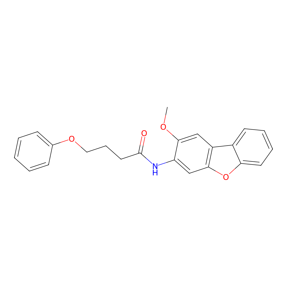 N-(2-methoxydibenzofuran-3-yl)-4-phenoxybutanamide molecular structure, CAS 708231-71-4
