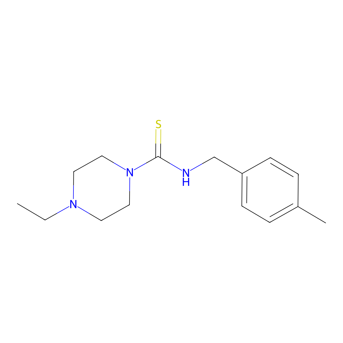 4-ethyl-N-[(4-methylphenyl)methyl]piperazine-1-carbothioamide molecular structure, CAS 708231-75-8