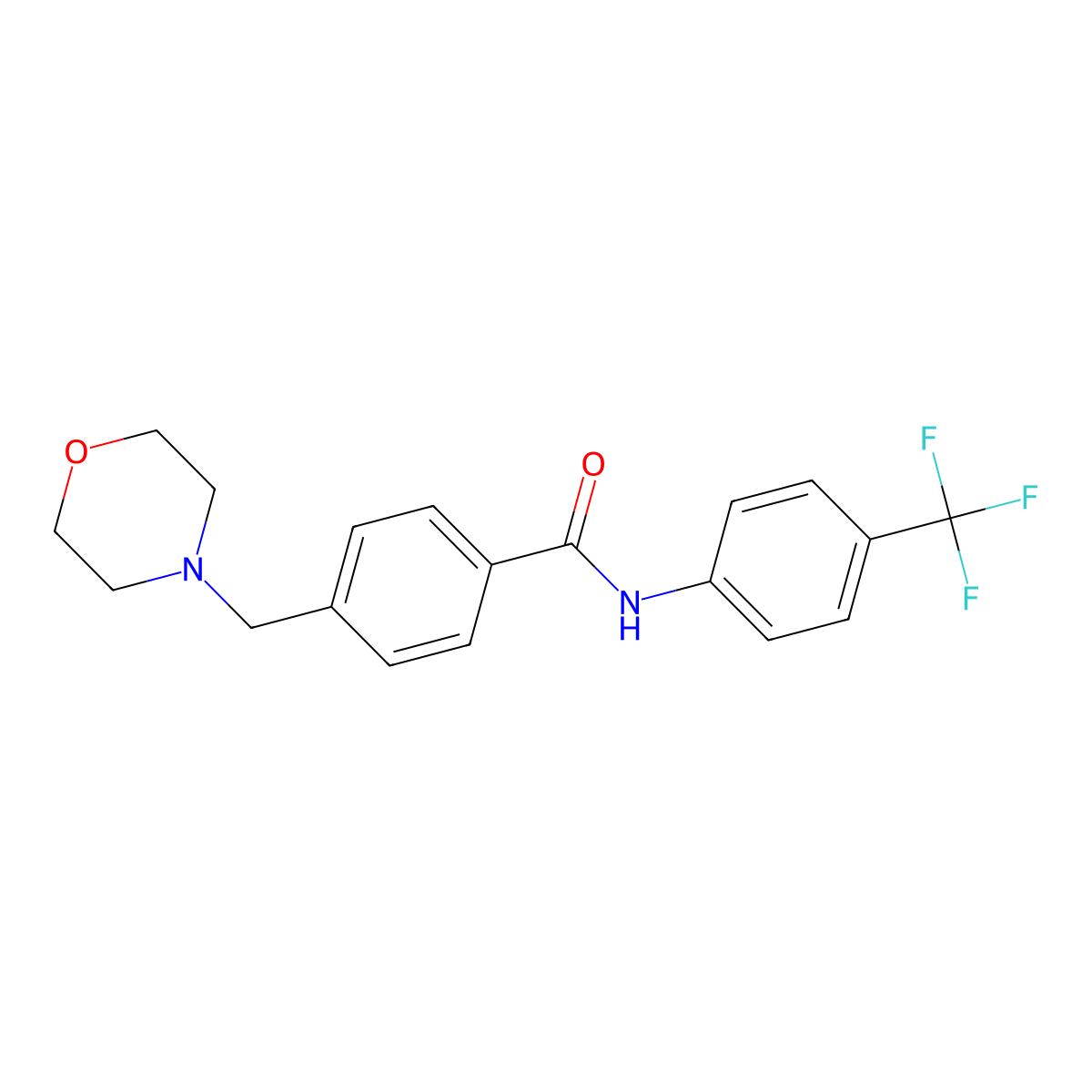 4-(morpholin-4-ylmethyl)-N-[4-(trifluoromethyl)phenyl]benzamide molecular structure, CAS 708231-77-0