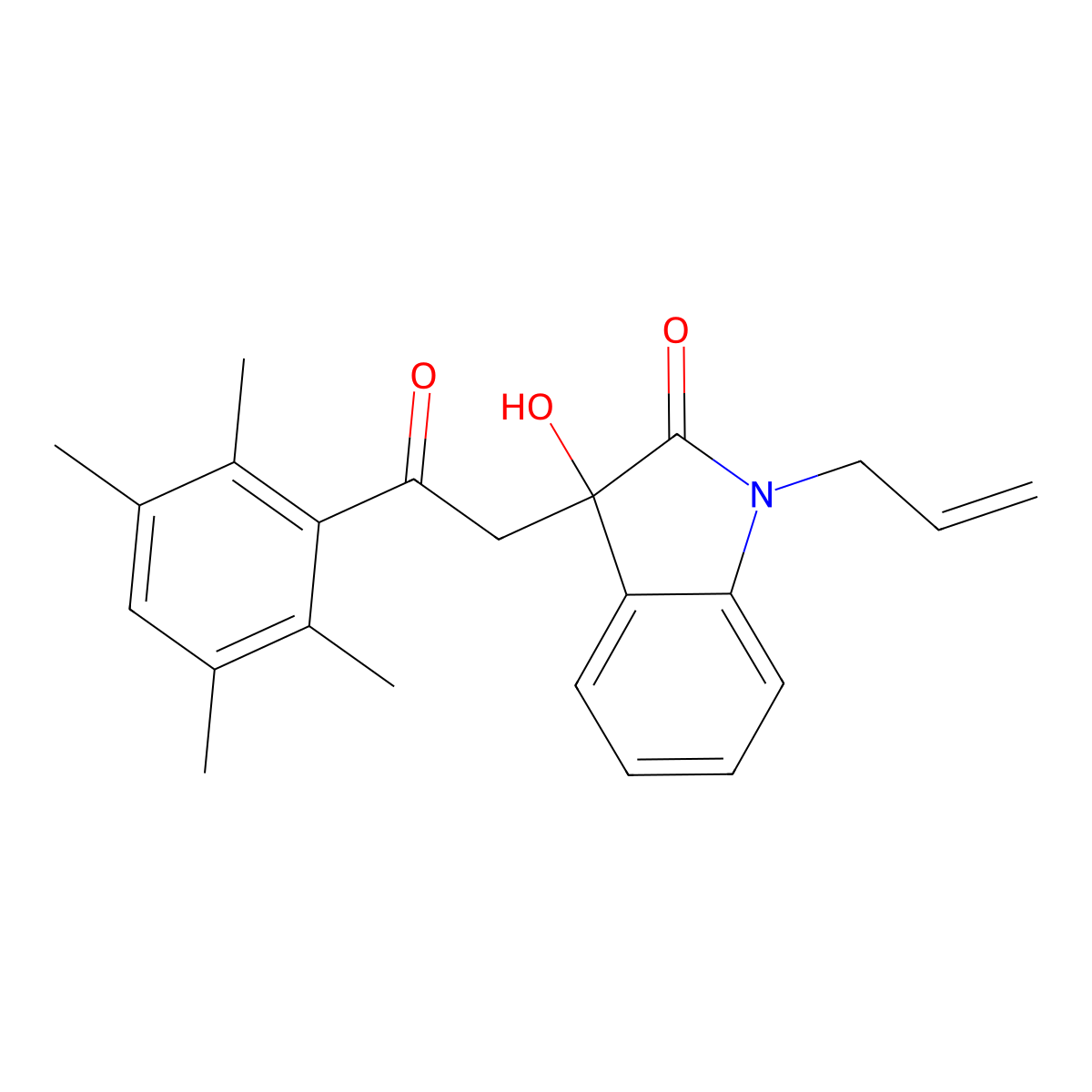 3-Hydroxy-3-[2-oxo-2-(2,3,5,6-tetramethylphenyl)ethyl]-1-prop-2-enylindol-2-one molecular structure, CAS 708231-78-1