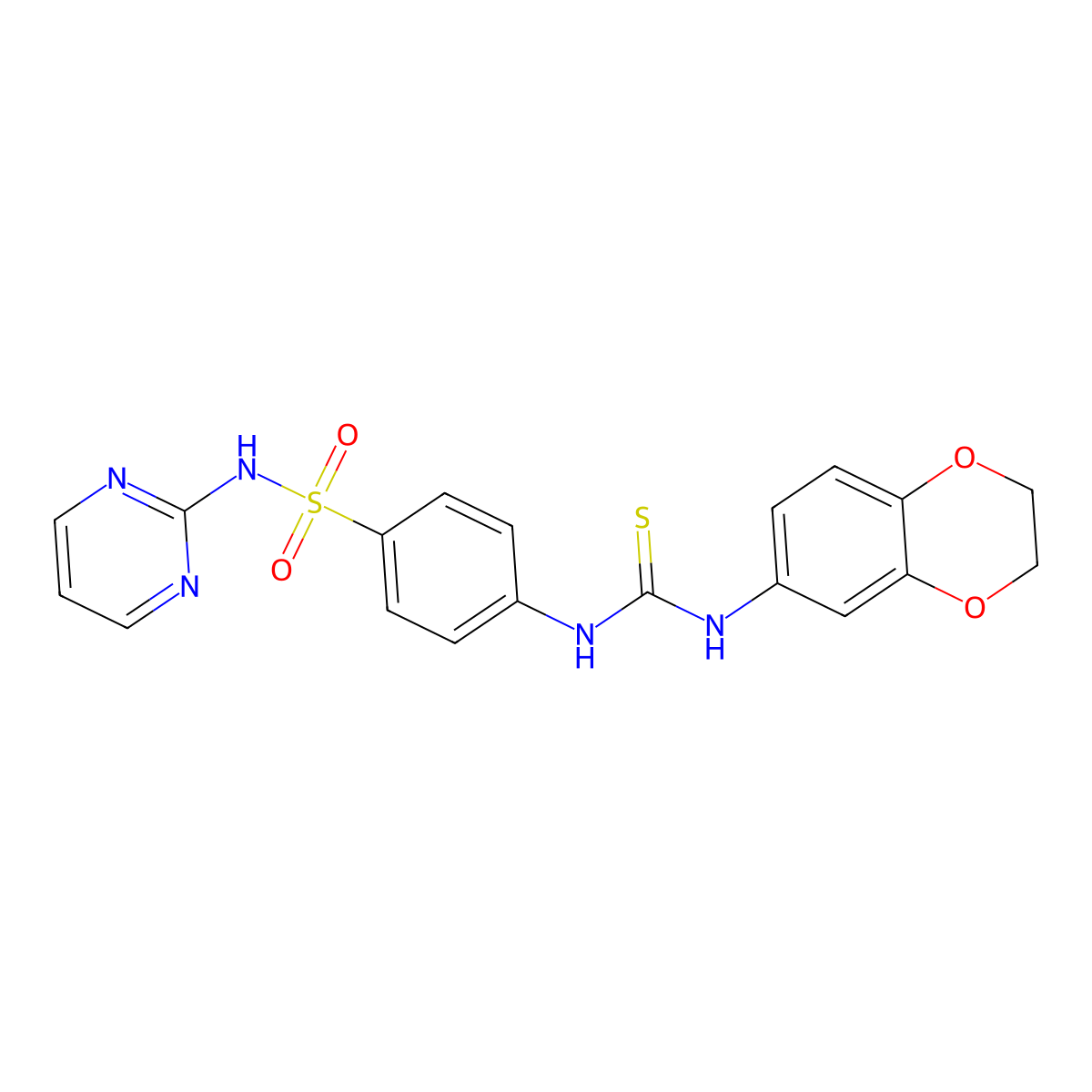 1-(2,3-Dihydro-1,4-benzodioxin-6-yl)-3-[4-(pyrimidin-2-ylsulfamoyl)phenyl]thiourea molecular structure, CAS 708232-01-3