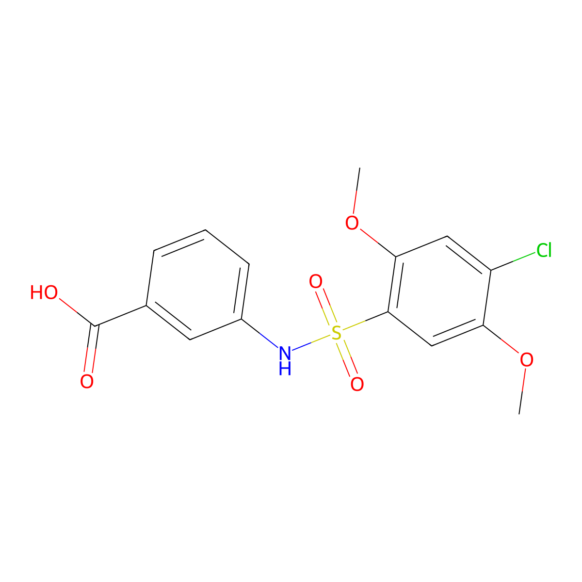 3-{[(4-Chloro-2,5-dimethoxyphenyl)sulfonyl]amino}benzoic acid molecular structure, CAS 708232-02-4