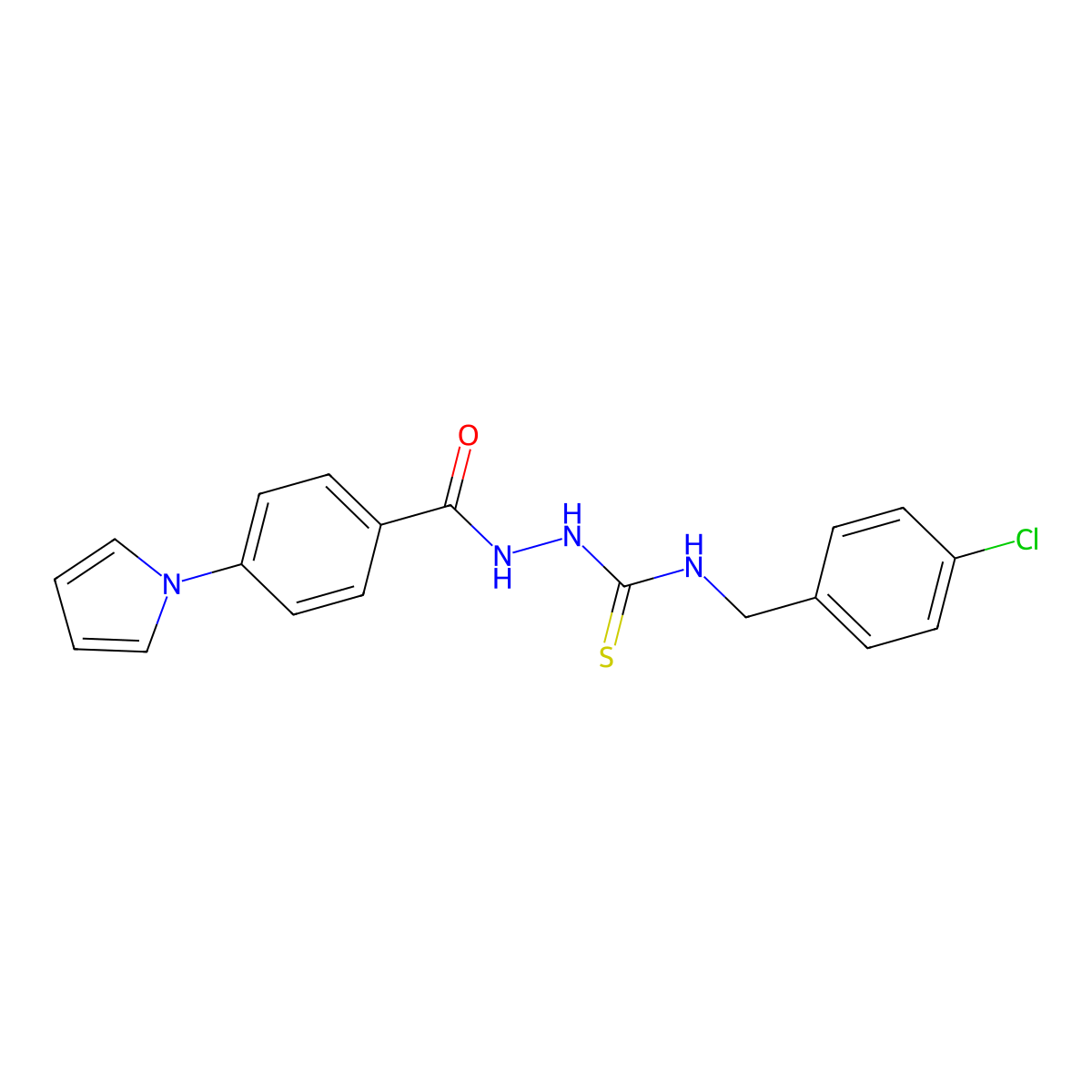 1-[(4-Chlorophenyl)methyl]-3-[(4-pyrrol-1-ylbenzoyl)amino]thiourea molecular structure, CAS 708232-08-0