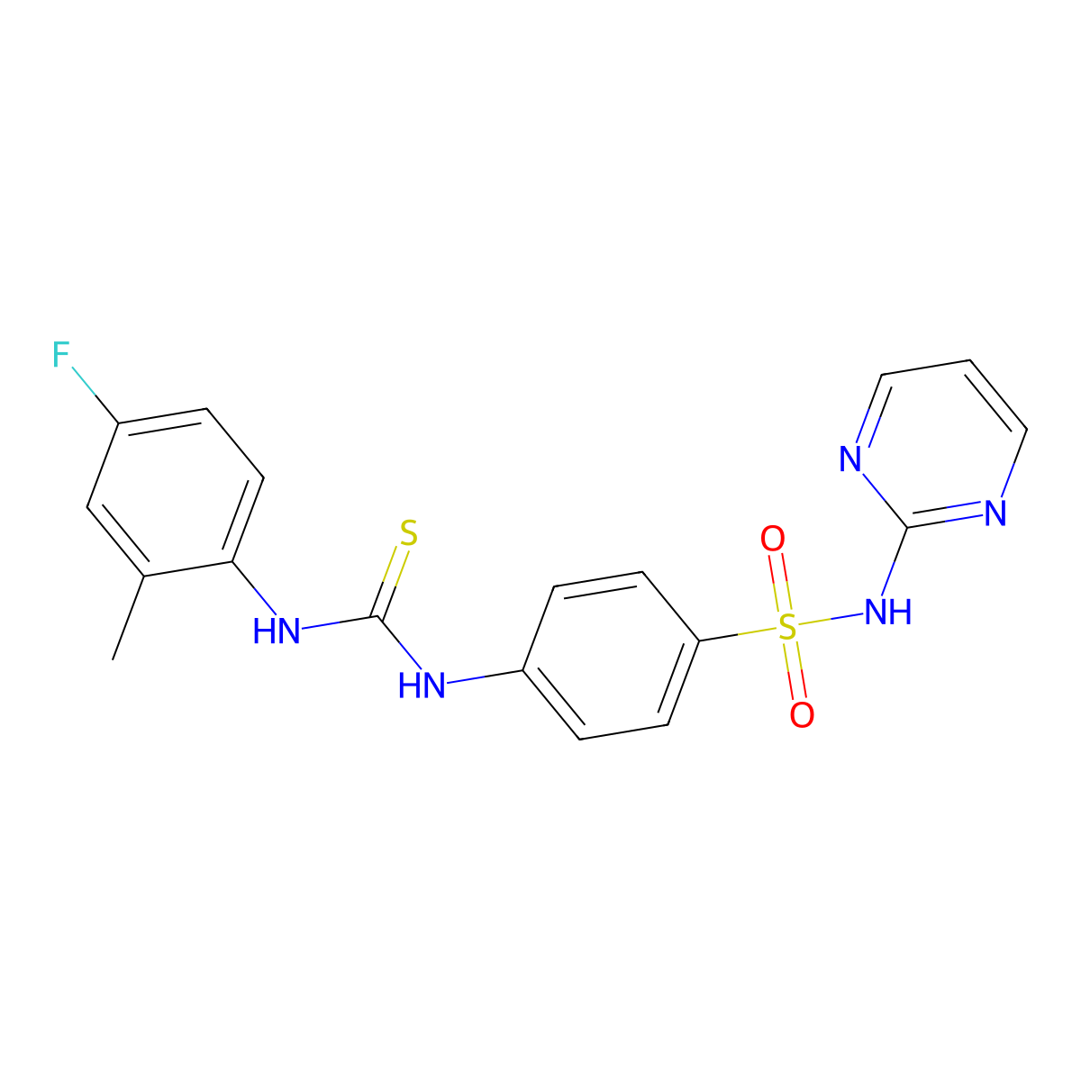1-(4-Fluoro-2-methylphenyl)-3-[4-(pyrimidin-2-ylsulfamoyl)phenyl]thiourea molecular structure, CAS 708232-51-3