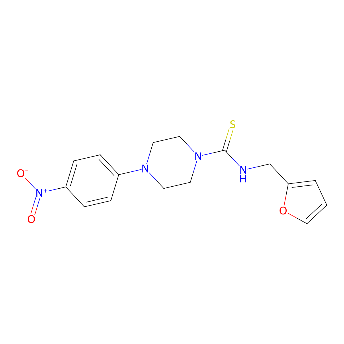 N-(furan-2-ylmethyl)-4-(4-nitrophenyl)piperazine-1-carbothioamide molecular structure, CAS 708232-52-4