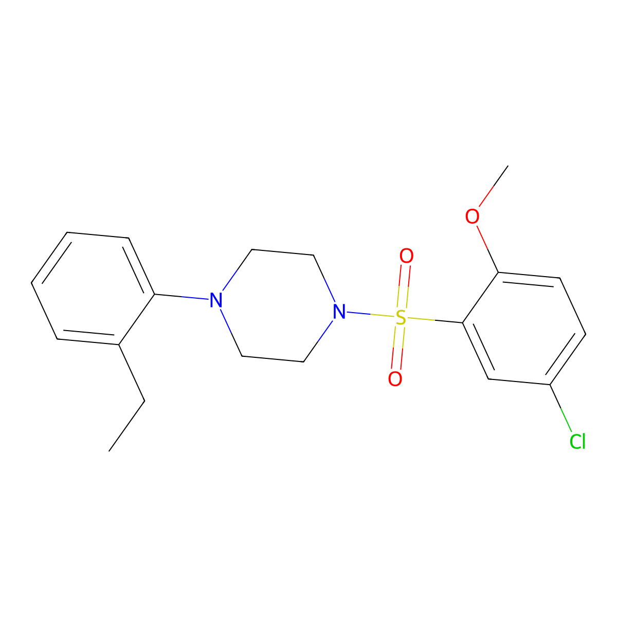 1-(5-Chloro-2-methoxybenzenesulfonyl)-4-(2-ethylphenyl)piperazine molecular structure, CAS 708232-75-1