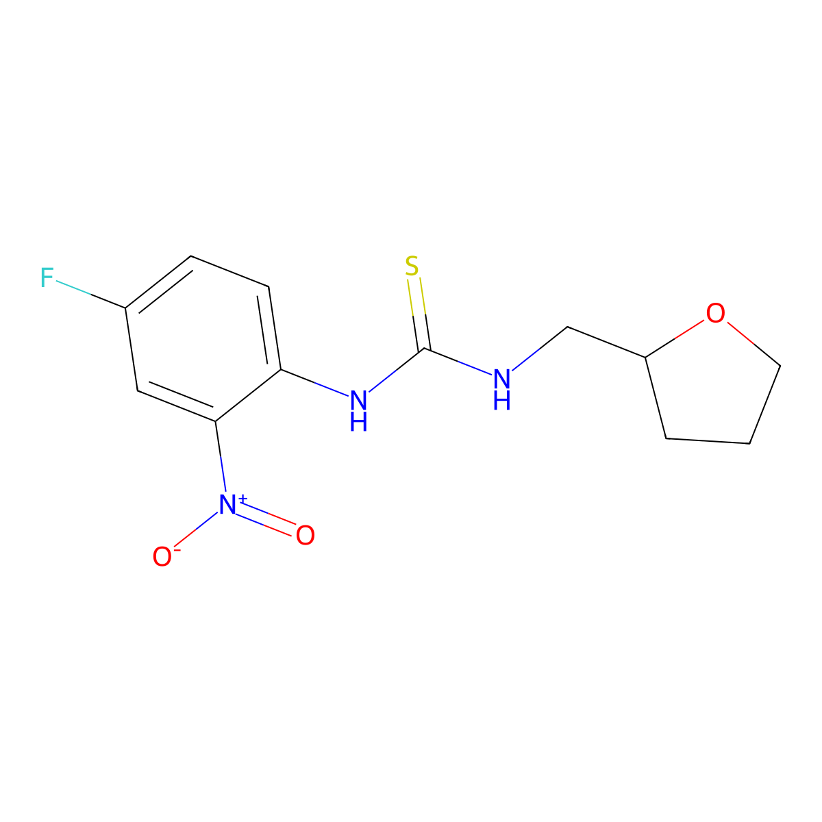 1-(4-Fluoro-2-nitrophenyl)-3-(oxolan-2-ylmethyl)thiourea molecular structure, CAS 708232-86-4