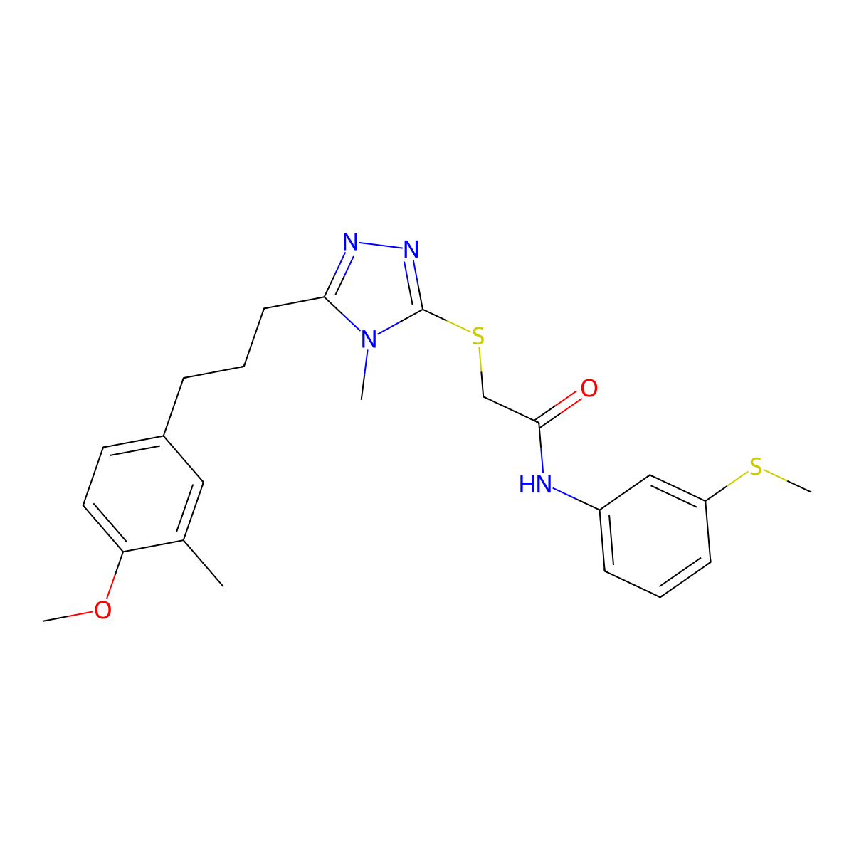 2-[[5-[3-(4-methoxy-3-methylphenyl)propyl]-4-methyl-1,2,4-triazol-3-yl]sulfanyl]-N-(3-methylsulfanylphenyl)acetamide molecular structure, CAS 708232-97-7