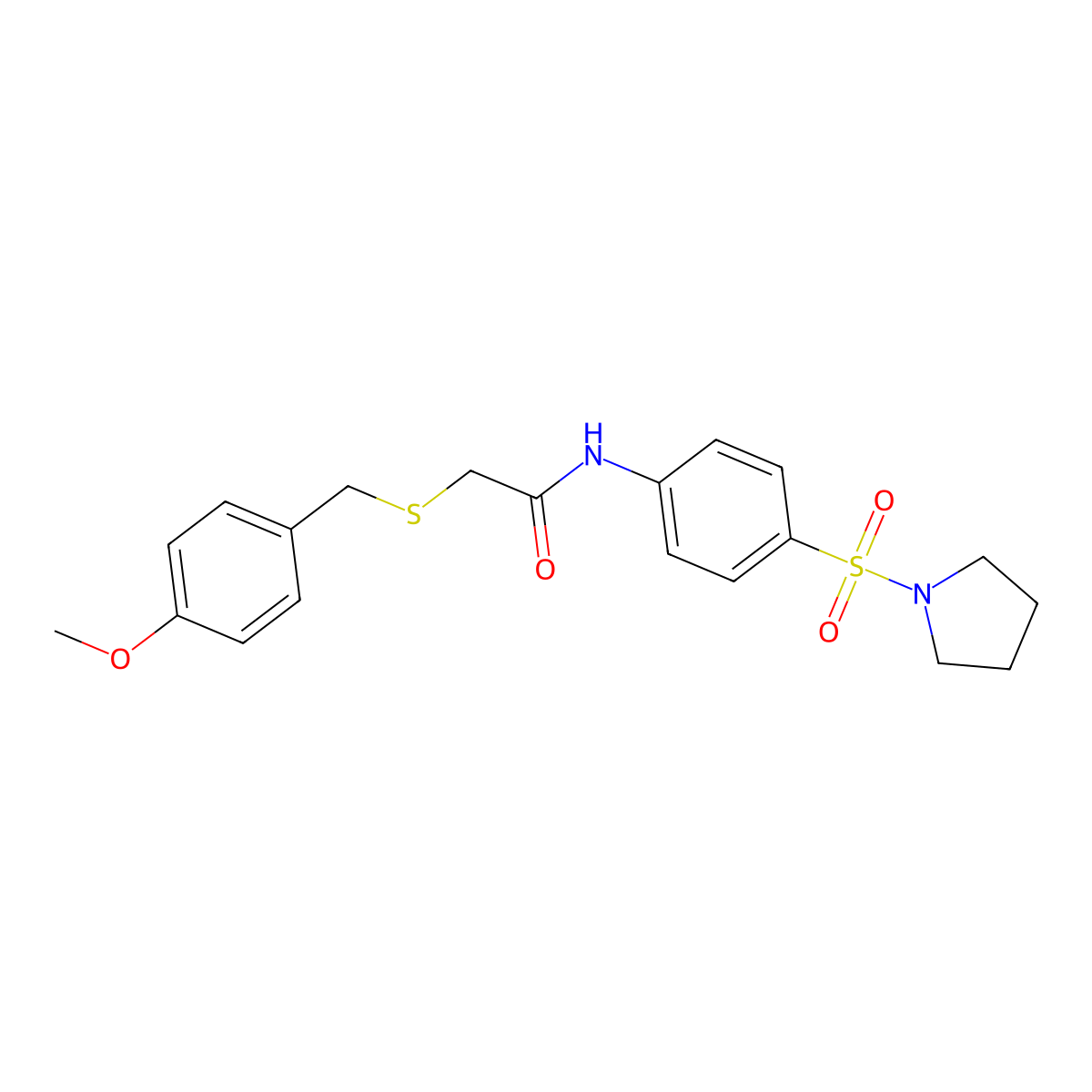 2-[(4-methoxyphenyl)methylsulfanyl]-N-(4-pyrrolidin-1-ylsulfonylphenyl)acetamide molecular structure, CAS 708233-09-4