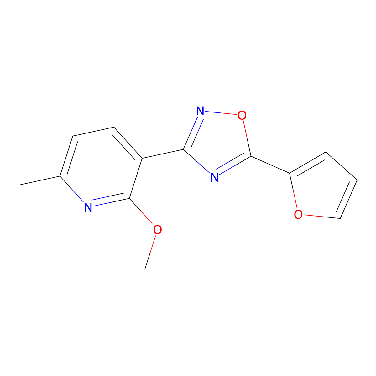 5-(Furan-2-yl)-3-(2-methoxy-6-methylpyridin-3-yl)-1,2,4-oxadiazole molecular structure, CAS 708233-14-1