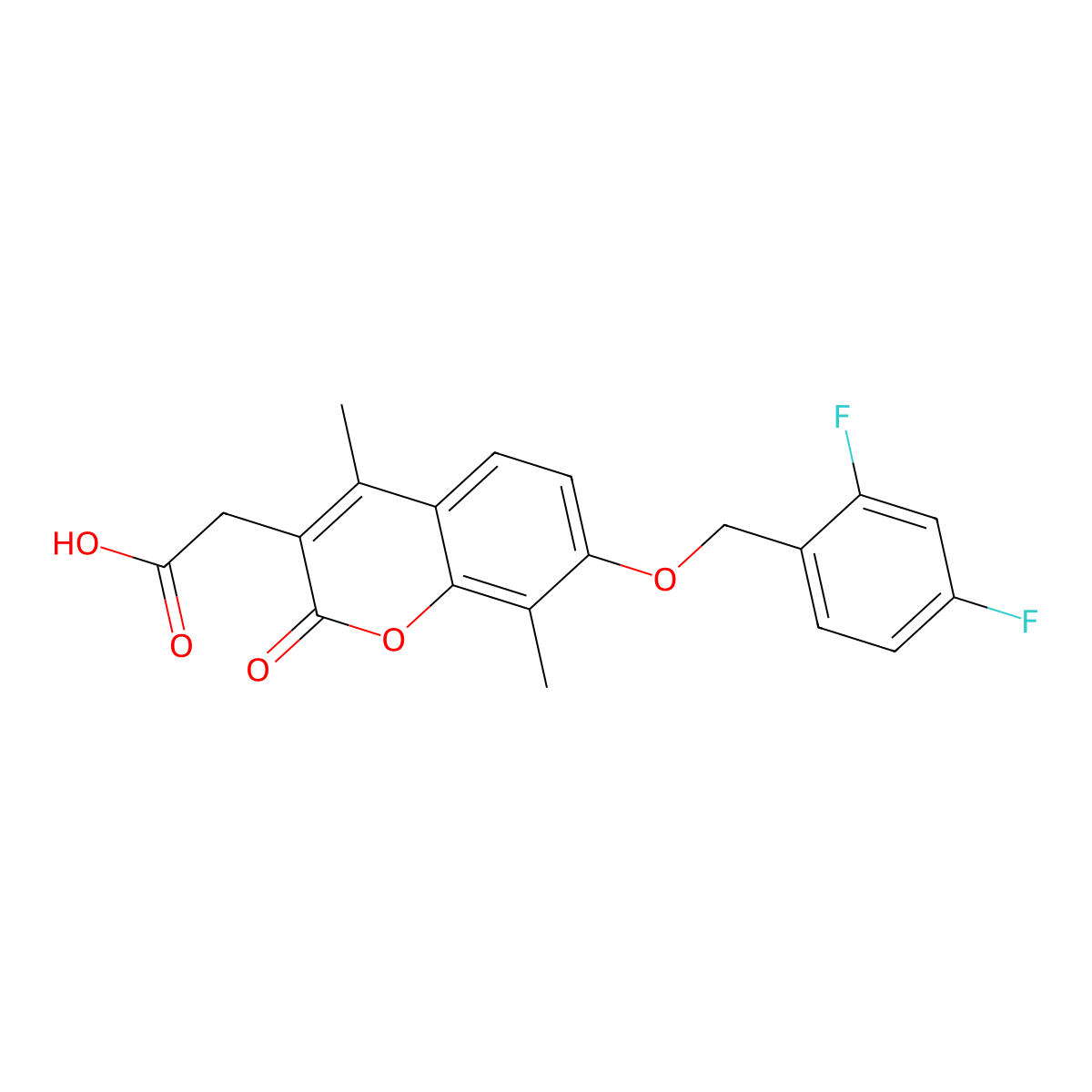 {7-[(2,4-difluorobenzyl)oxy]-4,8-dimethyl-2-oxo-2H-chromen-3-yl}acetic acid molecular structure, CAS 708233-31-2