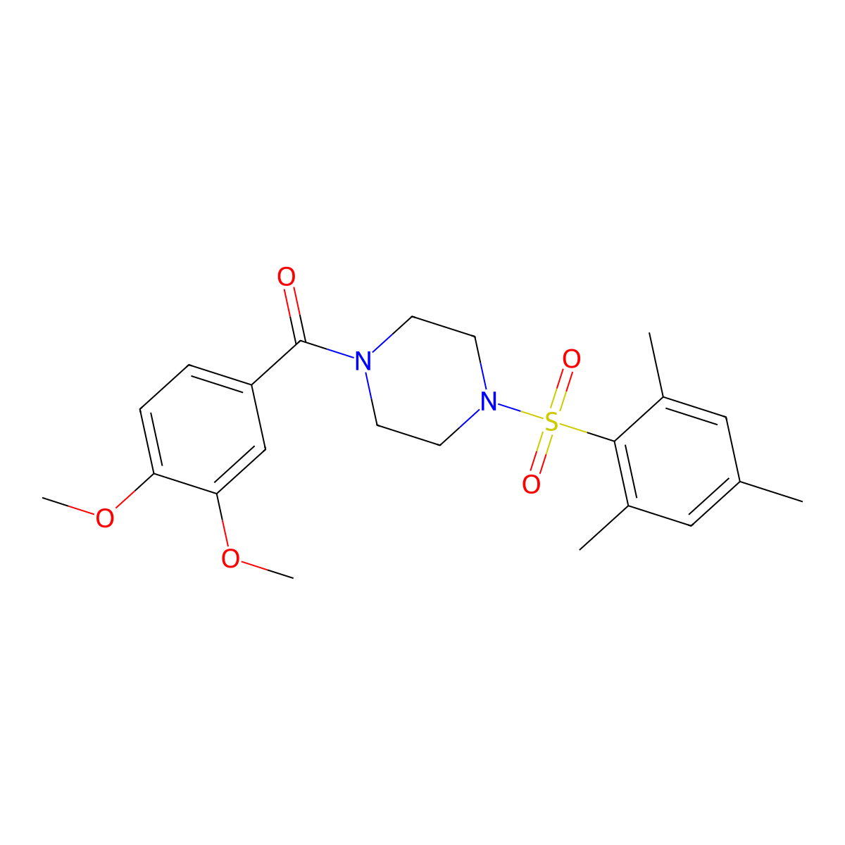 (3,4-Dimethoxyphenyl)(4-(mesitylsulfonyl)piperazin-1-yl)methanone molecular structure, CAS 708233-34-5