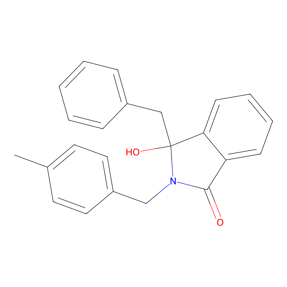 3-benzyl-3-hydroxy-2-(4-methylbenzyl)-2,3-dihydro-1H-isoindol-1-one molecular structure, CAS 708233-35-6