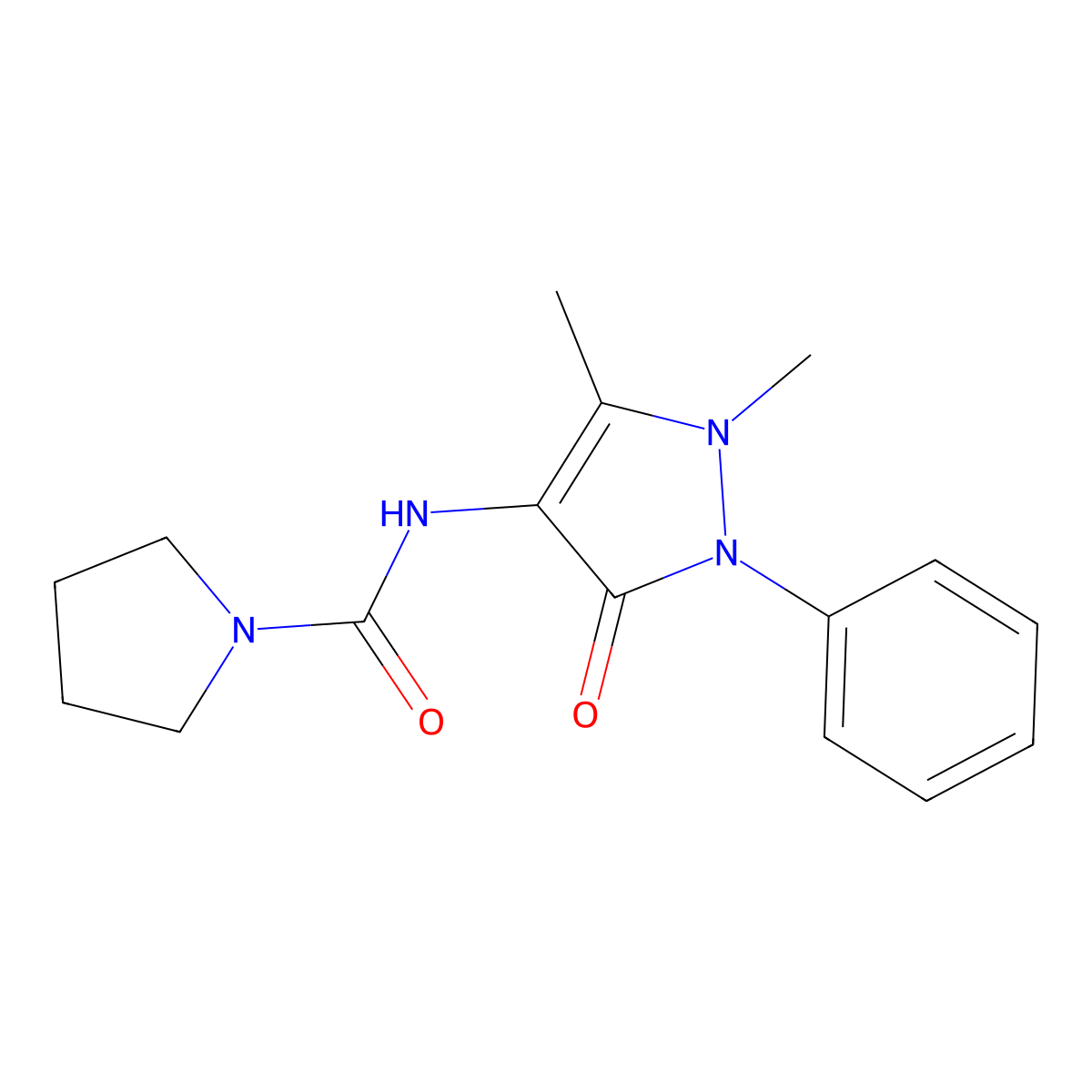 N-(1,5-dimethyl-3-oxo-2-phenylpyrazol-4-yl)pyrrolidine-1-carboxamide molecular structure, CAS 708233-71-0