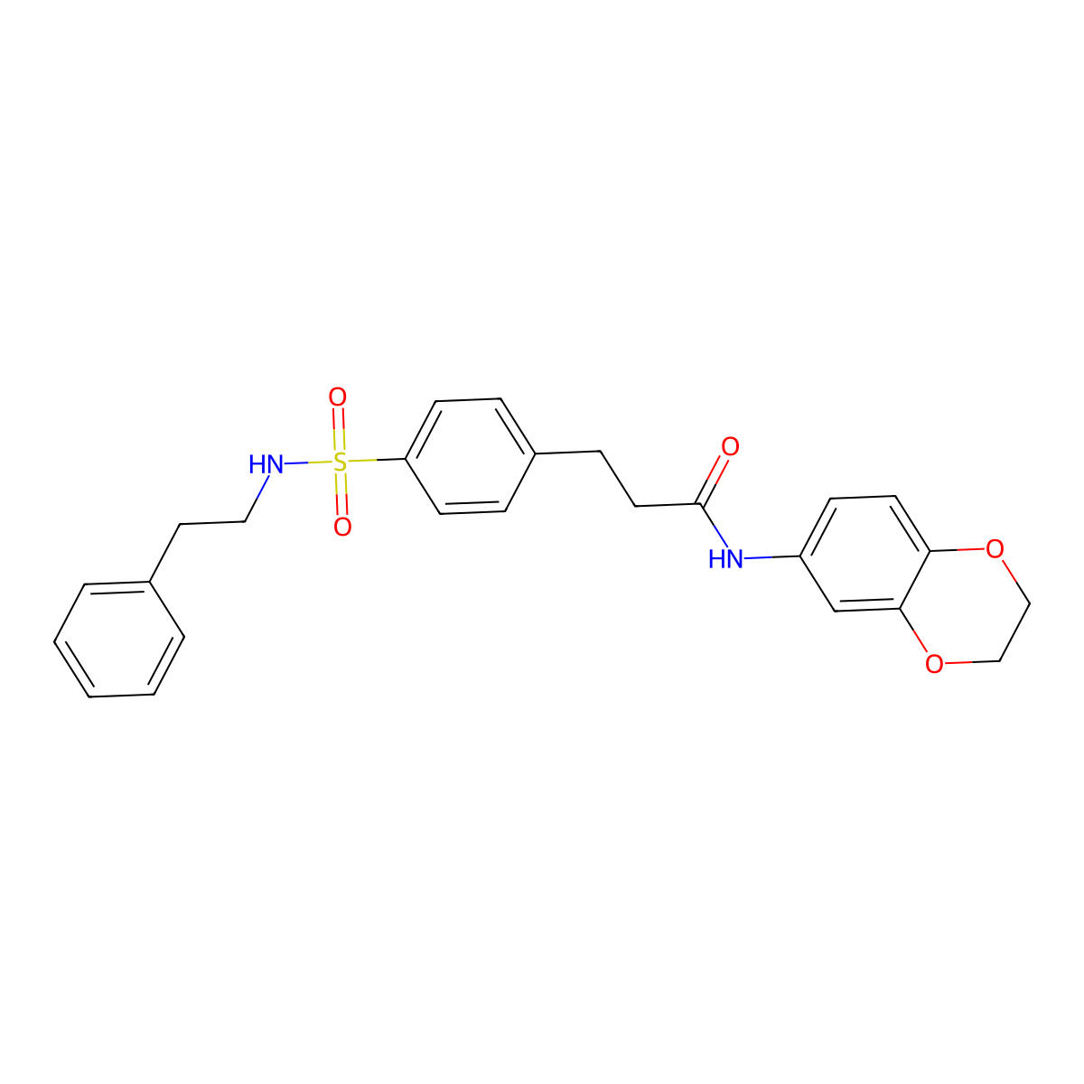 N-(2,3-dihydro-1,4-benzodioxin-6-yl)-3-(4-{[(2-phenylethyl)amino]sulfonyl}phenyl)propanamide molecular structure, CAS 708233-74-3