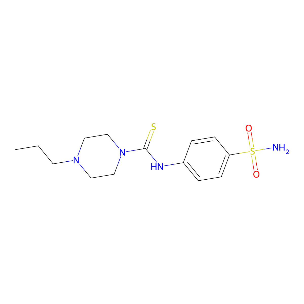 4-propyl-N-(4-sulfamoylphenyl)piperazine-1-carbothioamide molecular structure, CAS 708233-84-5