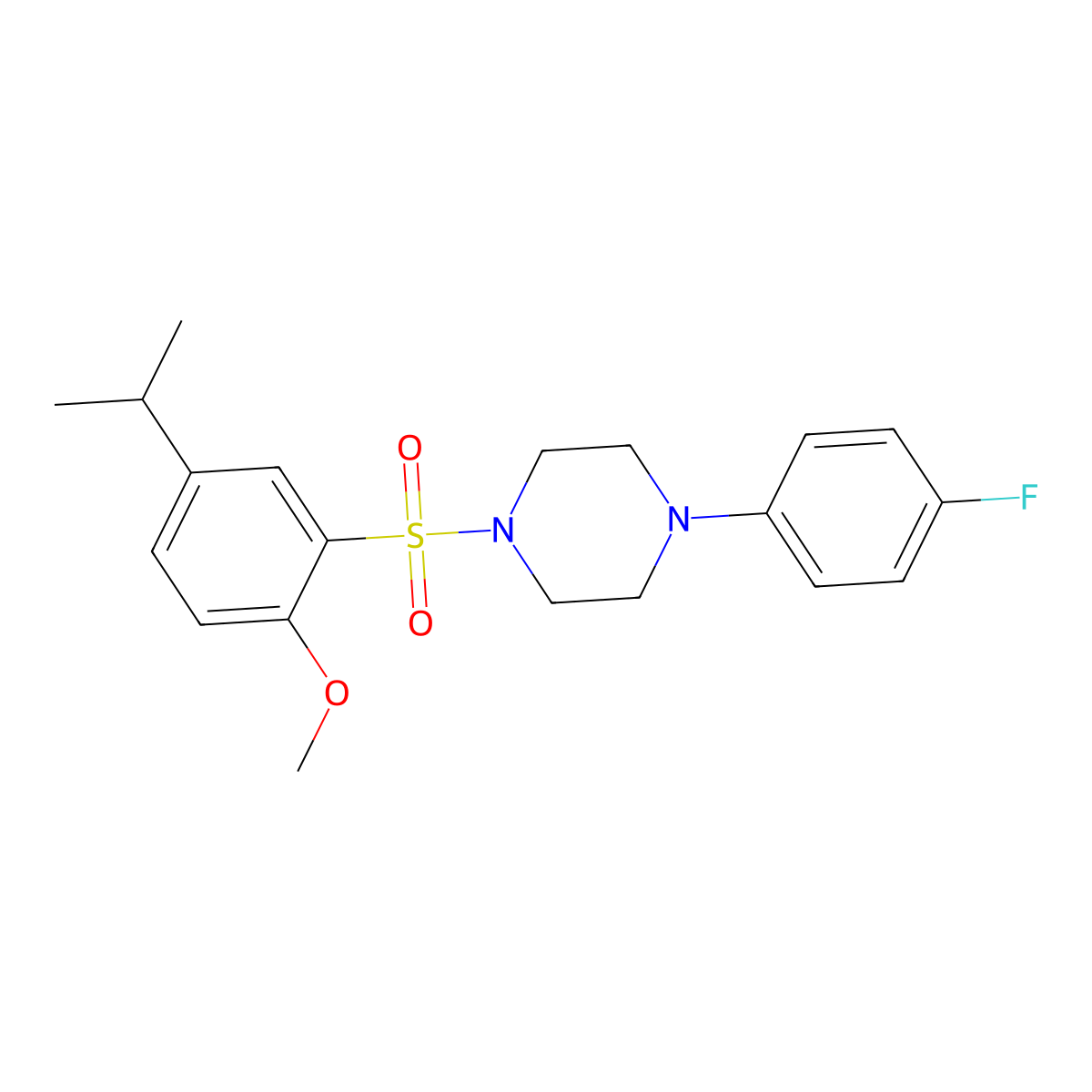 4-(4-Fluorophenyl)-1-{[2-methoxy-5-(methylethyl)phenyl]sulfonyl}piperazine molecular structure, CAS 708233-86-7