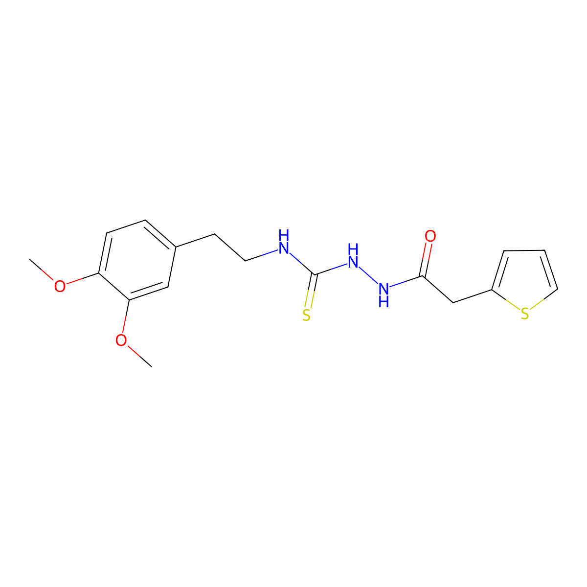 1-[2-(3,4-Dimethoxyphenyl)ethyl]-3-[(2-thiophen-2-ylacetyl)amino]thiourea molecular structure, CAS 708233-90-3