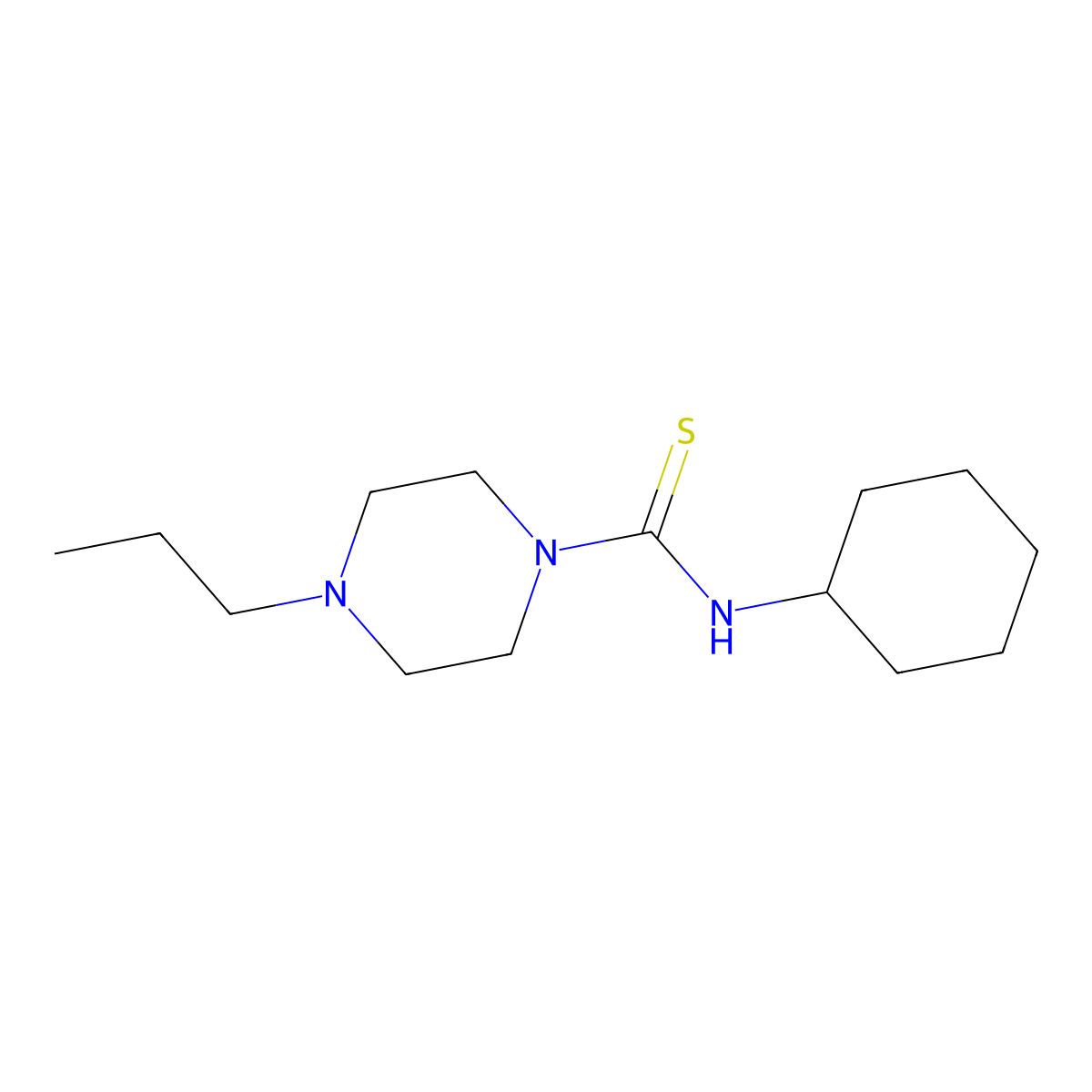 N-cyclohexyl-4-propylpiperazine-1-carbothioamide molecular structure, CAS 708234-11-1