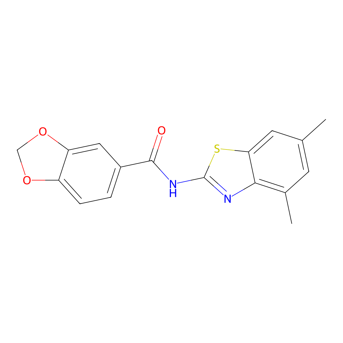 N-(4,6-dimethyl-1,3-benzothiazol-2-yl)-1,3-benzodioxole-5-carboxamide molecular structure, CAS 708234-31-5