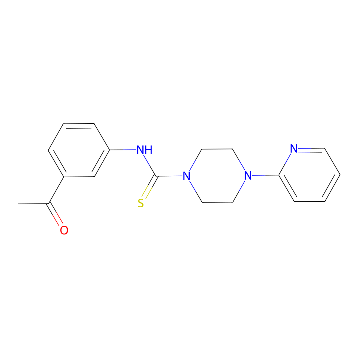N-(3-acetylphenyl)-4-pyridin-2-ylpiperazine-1-carbothioamide molecular structure, CAS 708234-38-2