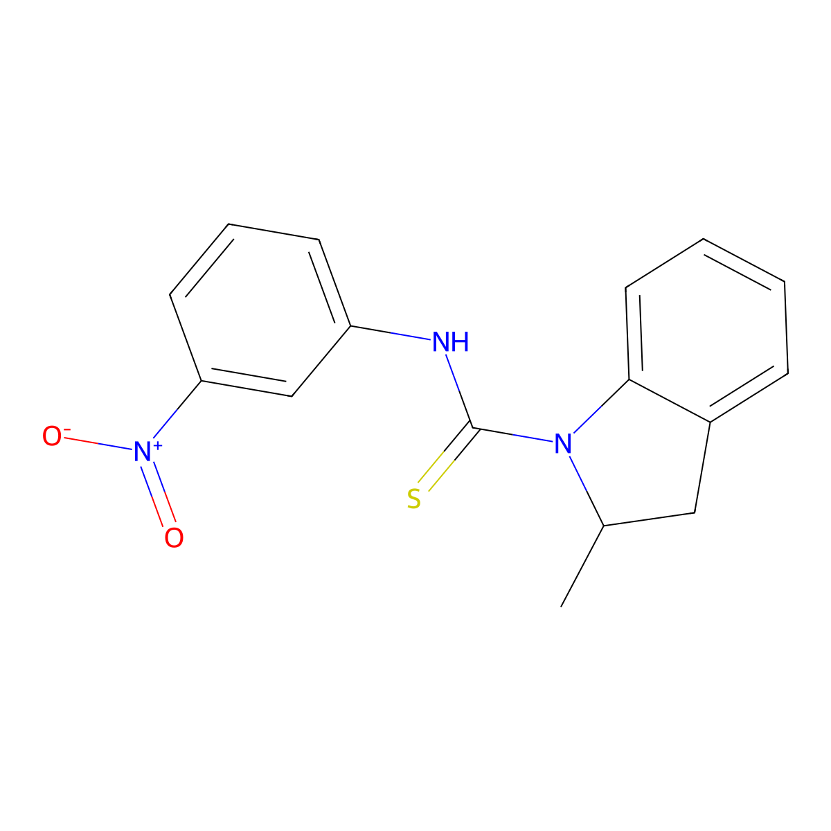 2-methyl-N-(3-nitrophenyl)-2,3-dihydroindole-1-carbothioamide molecular structure, CAS 708234-49-5