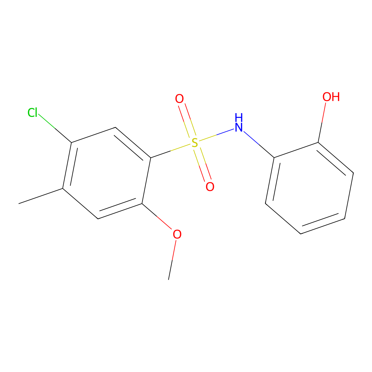 5-chloro-N-(2-hydroxyphenyl)-2-methoxy-4-methylbenzenesulfonamide molecular structure, CAS 708234-56-4