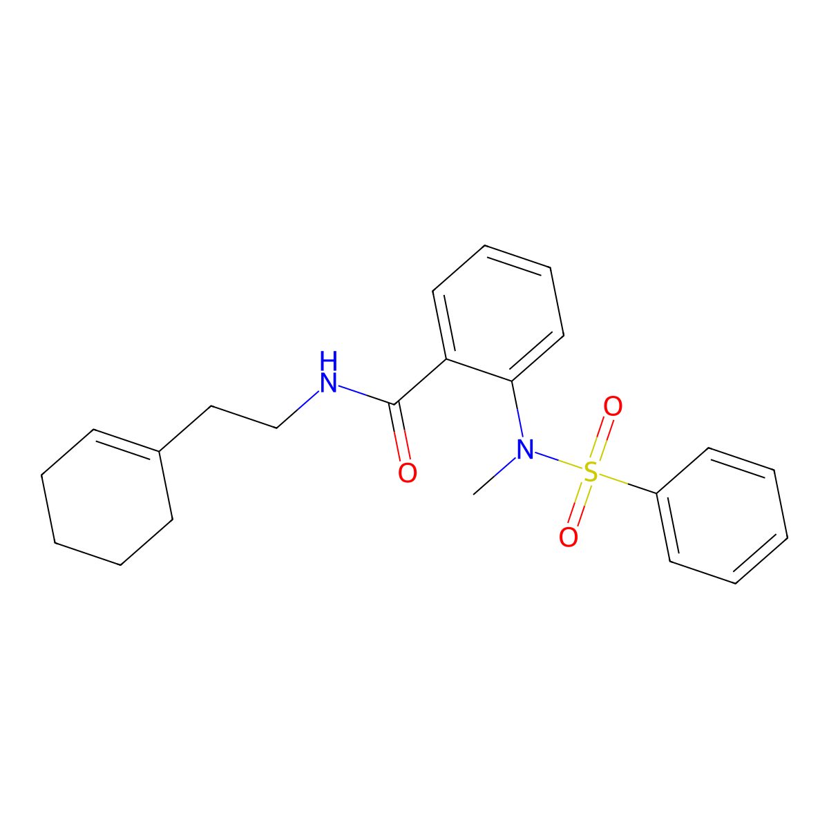 2-[benzenesulfonyl(methyl)amino]-N-[2-(cyclohexen-1-yl)ethyl]benzamide molecular structure, CAS 708234-58-6