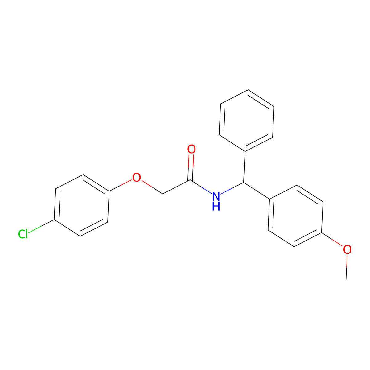 2-(4-chlorophenoxy)-N-[(4-methoxyphenyl)-phenylmethyl]acetamide molecular structure, CAS 708234-90-6