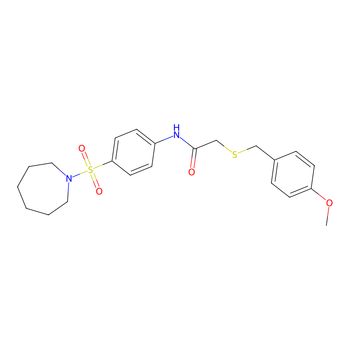 N-[4-(azepan-1-ylsulfonyl)phenyl]-2-[(4-methoxyphenyl)methylsulfanyl]acetamide molecular structure, CAS 708235-24-9