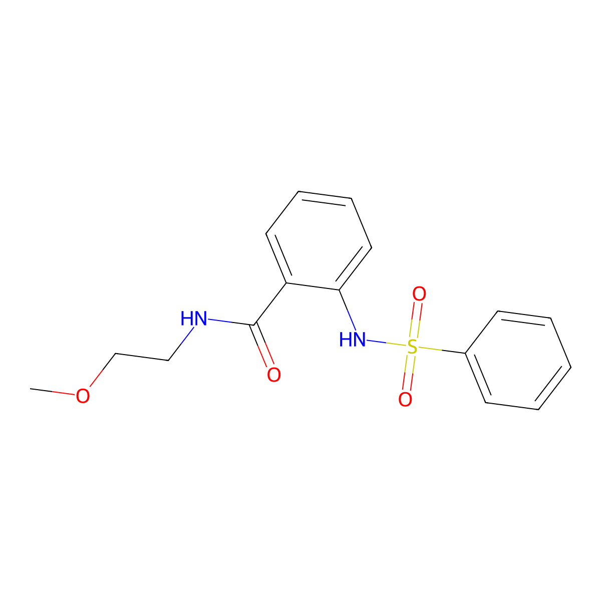 2-(benzenesulfonamido)-N-(2-methoxyethyl)benzamide molecular structure, CAS 708235-25-0