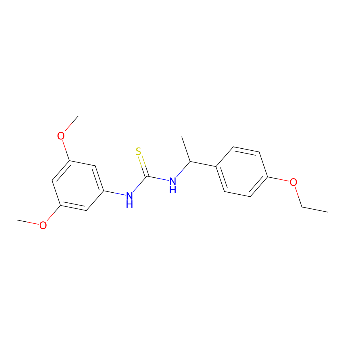 1-(3,5-Dimethoxyphenyl)-3-[1-(4-ethoxyphenyl)ethyl]thiourea molecular structure, CAS 708235-44-3